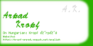 arpad kropf business card